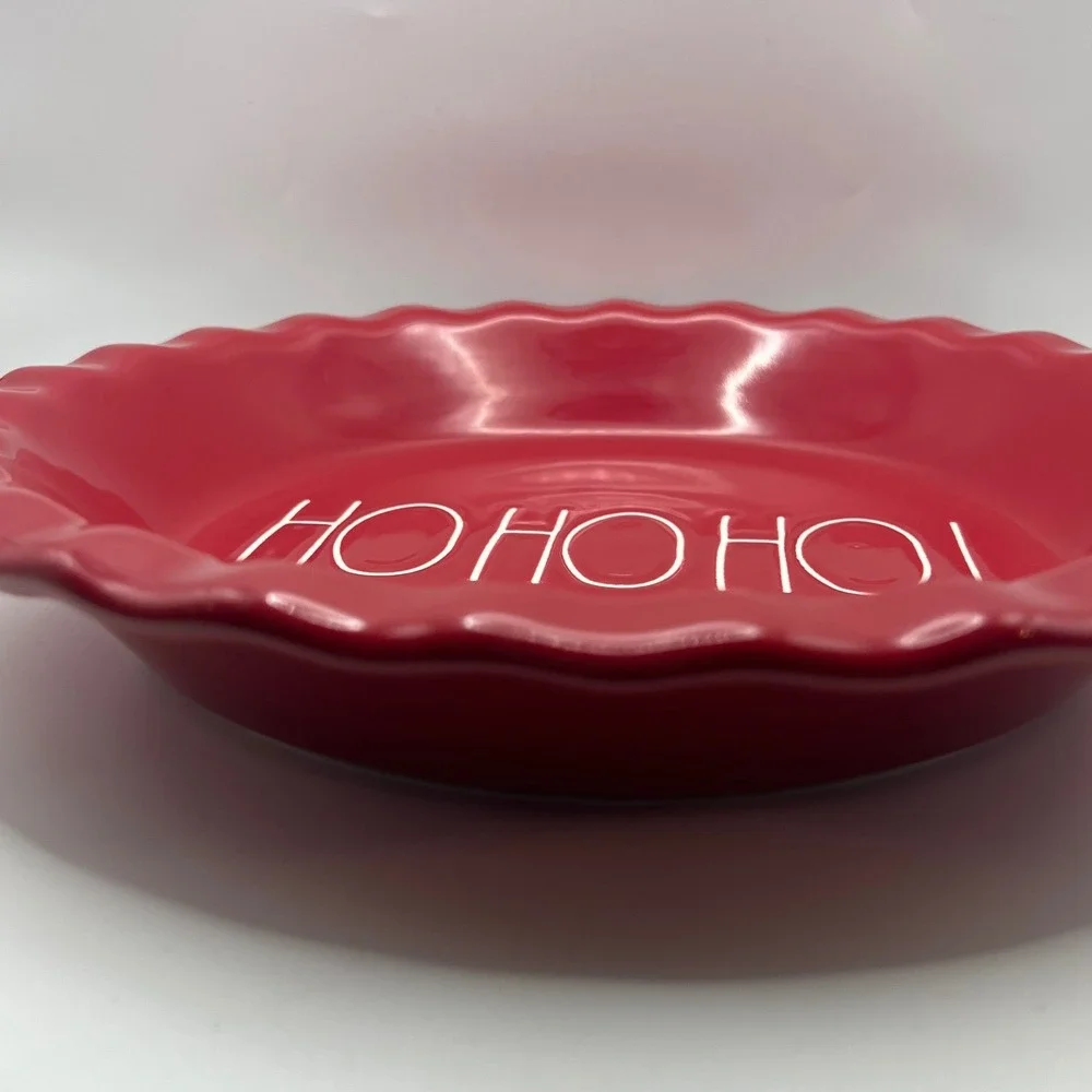 Rae Dunn Ho Ho Ho! Red Pie Plate 9 inches New With Tags Christmas Holiday Santa